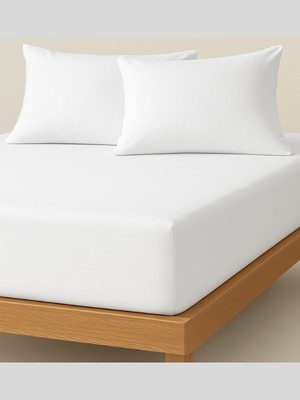 Tek / Çift Kişilik %100 Pamuk Ranforce Lastikli Çarşaf Takımı Beyaz