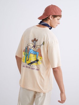 Lc Waikiki Yeni Sezon Bisiklet Yaka Baskılı Penye Erkek Tişört