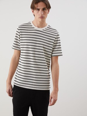 Lc Waikiki Yeni Sezon Bisiklet Yaka Çizgili Erkek Tişört