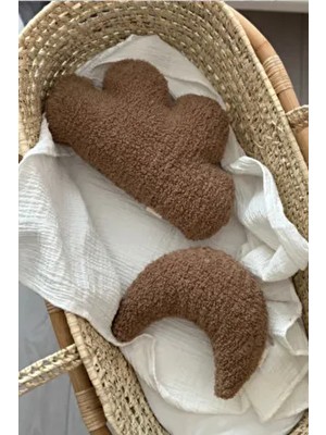 vivimade Teddy Moon Bulut ve Ay Yastık Bebek Çocuk Odası Aksesuarı Kahverengi Renkli