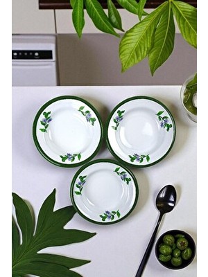 3 Parça 14CM Emaye Tabak Set ,kahvaltı Tabağı,reçellik, Zeytin, Peynir Tabağı, Çeyiz, Yılbaşı Hediye