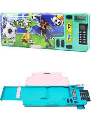 Vintage Kalem Kutusu Hesap Makineli 2 Bölmeli 4 Fonksiyonlu