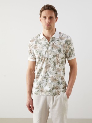 Lc Waikiki Yeni Sezon Polo Yaka Kısa Kollu Desenli Penye Erkek Tişört