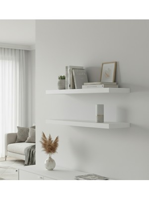 Premium Mdf Ürün Geniş Duvar Rafı 2'li Set 70X15 cm Uçan Raf Gizli Montaj Kitaplık Mutfak Rafı