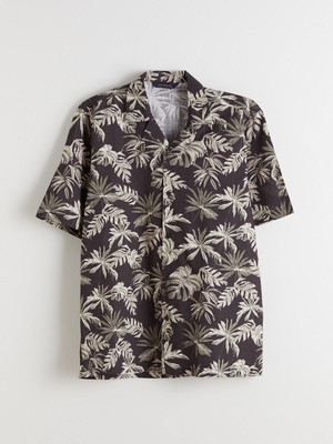 Lc Waikiki Yeni Sezon Regular Fit Resort Yaka Kısa Kollu Desenli Poplin Erkek Gömlek