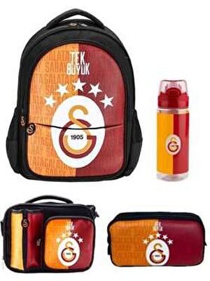 Beş Yıldız Lisanslı Çok Bölmeli Fermuarlı Okul Sırt Çantası Set Çanta Kalemlik Beslenme ve Suluk