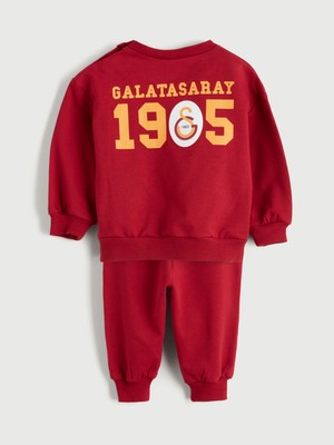 Lc Waikiki Yeni Sezon Bisiklet Yaka Galatasaray Baskılı Erkek Bebek Sweatshirt ve Eşofman Alt 2'li Takım