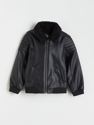 Lc Waikiki Yeni Sezon Pelüş Yaka Deri Görünümlü Erkek Çocuk Mont