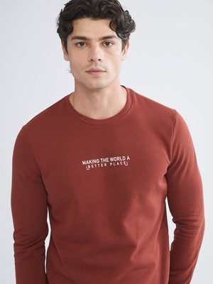 Lc Waikiki Yeni Sezon Bisiklet Yaka Baskılı Erkek Kalın Sweatshirt
