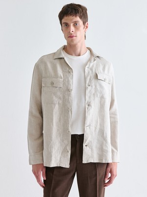 Lc Waikiki Yeni Sezon Rahat Kalıp Uzun Kollu %100 Keten Erkek Gömlek