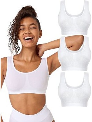 3'lü Kadın Kalın Askılı Pedsiz Esnek Büstiyer