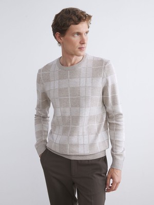 Lc Waikiki Yeni Sezon Büyük Beden Bisiklet Yaka Uzun Kollu Ekose Erkek Triko Kazak