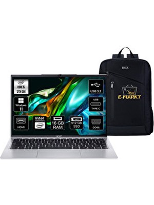 Aspire Lite AL14-51M Intel Core I5 1235U 16GB 512GB SSD WIN11PRO 14"NX.KTWEY.001 + Çanta Hediye