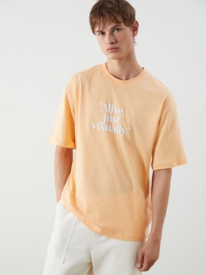 Lc Waikiki Yeni Sezon Bisiklet Yaka Baskılı Penye Erkek Tişört