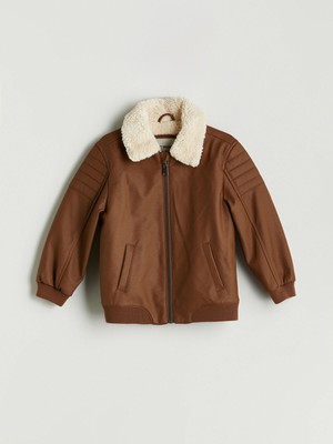 Lc Waikiki Yeni Sezon Deri Görünümlü Uzun Kollu Erkek Çocuk Mont