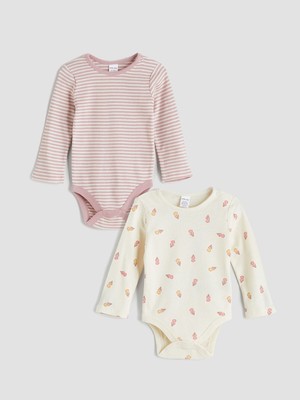 Lc Waikiki Yeni Sezon Baskılı Kız Bebek Çıtçıtlı Bodysuit 2'li