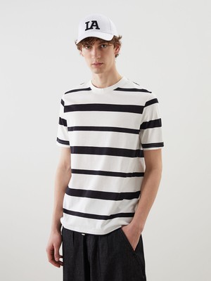 Lc Waikiki Yeni Sezon Bisiklet Yaka Çizgili Penye Erkek Tişört