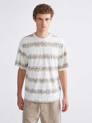 Lc Waikiki Yeni Sezon Bisiklet Yaka Desenli Penye Erkek Tişört