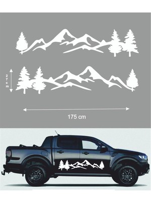 Off Road Yan Kapı Sticker Dağ Çam Doğa 175X27CM 2 Adet