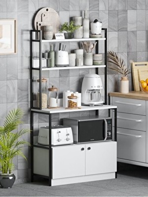 Mutfak Standı 2 Kapaklı 5 Raflı Kahve Köşesi Bazalı Mutfak Rafı Mutfak Bangosu