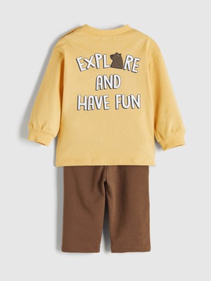 Lc Waikiki Yeni Sezon Baskılı Erkek Bebek Sweatshirt ve Pantolon 2'li Takım