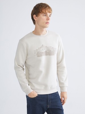 Lc Waikiki Yeni Sezon Bisiklet Yaka Baskılı Erkek Sweatshirt