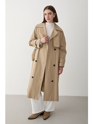 Jaste  Kadın Kruvaze Yaka Trençkot BEJ