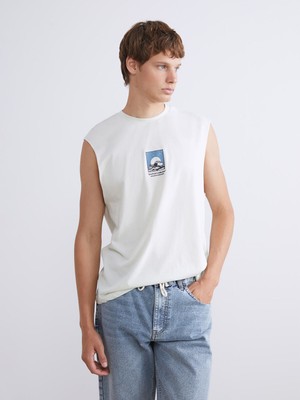 Lc Waikiki Yeni Sezon Bisiklet Yaka Baskılı Penye Erkek Kolsuz Tişört