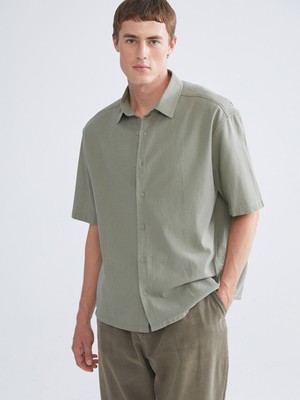 Lc Waikiki Yeni Sezon Rahat Kalıp Kısa Kollu Keten Görünümlü Erkek Gömlek