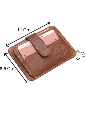 Westpolo Hakiki Deri Bol Kart Bölmeli Patlı Unisex Kartlık - Taba