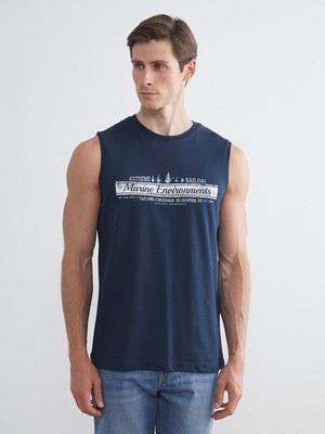 Lc Waikiki Yeni Sezon Bisiklet Yaka Baskılı Erkek Kolsuz Tişört