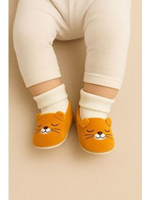 Peluş Kumaşlı Yumuşak Çoraplı Triko Bebek Patik Ilk Adım Kaymaz Taban