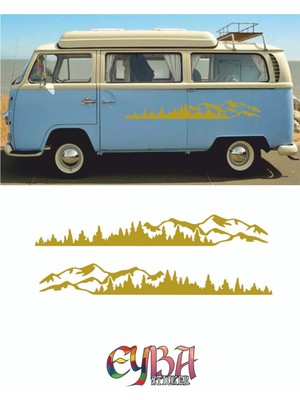 100X17 cm 2 Adet Dağ Manzara Off Road Kamp Sticker Oto Sticker Araba Sticker Karavan Sticker