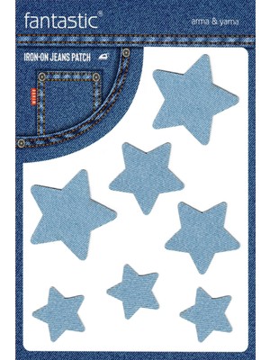 Ütü ile Yapışan Kot Arma Patch Kot Yaması, Denim Jeans Onarım & Dekoratif Amaçlı Yıldız (Buz Mavi)