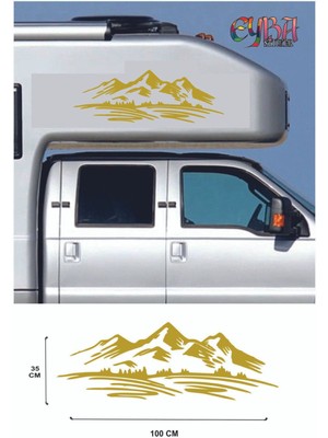 100X28CM Ağaç Dağ Araba Dekor Orman Sticker - Off Road - Karavan - Oto Sticker -