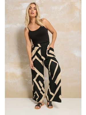 Büyük Beden Beli Lastikli Bol Paça Cepli Pantolon 310141