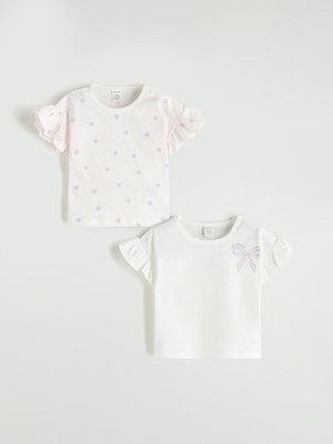 Lc Waikiki Yeni Sezon Çiçekli Fiyonklu Kız Bebek Bluz 2'li