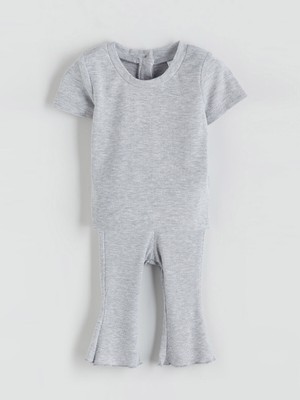 Lc Waikiki Yeni Sezon Bisiklet Yaka Kısa Kollu Kız Bebek Bluz ve Tayt 2'li