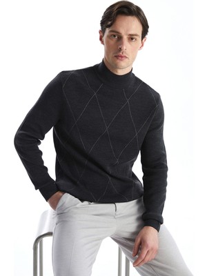 Lc Waikiki Yeni Sezon Yarım Balıkçı Yaka Uzun Kollu Desenli Erkek Triko Kazak