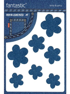 fantastic Ütü ile Yapışan Kot Arma Patch Çiçek Desenli Denim Yaması Indigo Mavi 100% Pamuk