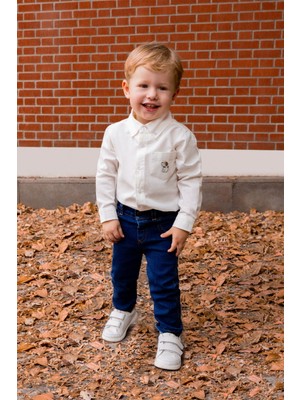 Beyaz Erkek Bebek Gömlek Body