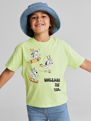 Lc Waikiki Yeni Sezon Bisiklet Yaka Baskılı Erkek Çocuk Tişört