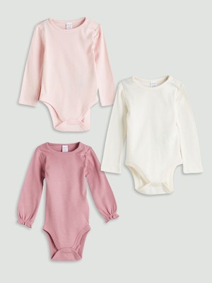 Lc Waikiki Yeni Sezon Bisiklet Yaka Kız Bebek Çıtçıtlı Body 3'lü