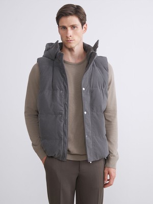 Lc Waikiki Antrasit Renkli Dik Yaka Kadife Erkek Yelek Standart Kalıp Şık Tasarım