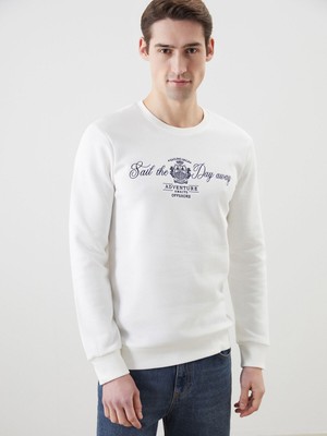 Lc Waikiki Yeni Sezon Bisiklet Yaka Baskılı Erkek Kalın Sweatshirt