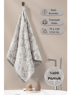 Pamuk Tekli Havlu Jakarlı Karna Eco Batıs - 70 x 140