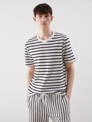 Lc Waikiki Yeni Sezon Bisiklet Yaka Çizgili Erkek Tişört