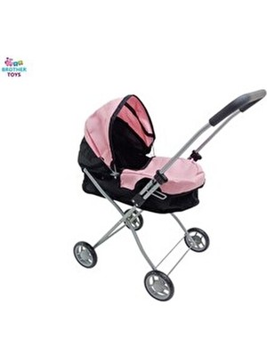 Brother Toys Yataklı ve Tenteli Kaliteli Metal Katlanabilir Oyuncak Puset Bebek Arabası