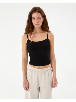 Ayma Active Siyah EcoVero™Viskoz Kadın Çift katlı Basic Askılı Atlet