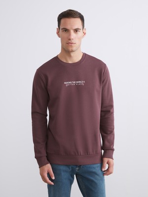 Lc Waikiki Yeni Sezon Bisiklet Yaka Baskılı Erkek Kalın Sweatshirt